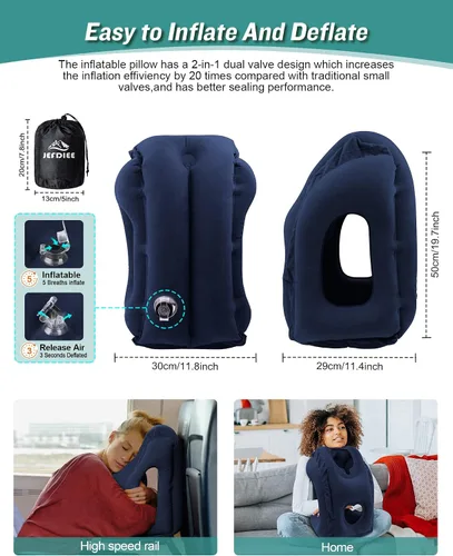 Miniatura 3 de Almohada inflable de viaje y almohada inflable para descanso de pies, artículos esenciales de viaje para adultos, ideal para avión, oficina, hogar