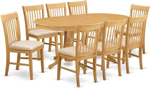 Miniatura 12 de East West Furniture VANO5-OAK-C - Juego de comedor de 5 piezas que incluye una mesa de comedor ovalada con hoja de mariposa y 4 sillas de cocina