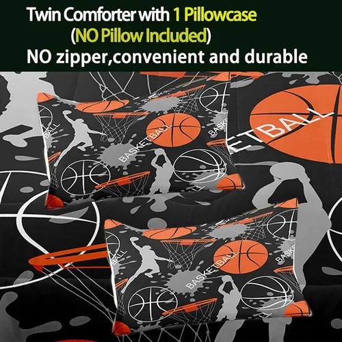 Miniatura 3 de Bodhi Ropa de cama para niños: juego de edredón deportivo de baloncesto para niños, tamaño matrimonial con fundas de almohada 4003