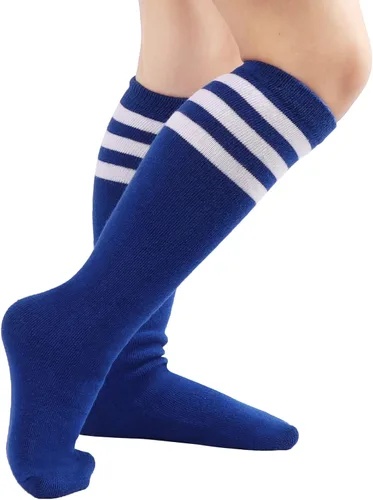 Miniatura 5 de DRESHOW BQUBO Kids Toddler Soccer Socks Striped Knee High Cotton Uniform Sports Athletic Long Tube Socks for Youth Boys Girls