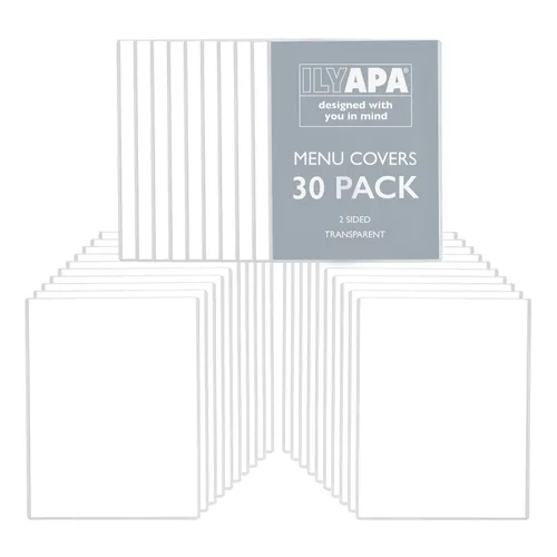 Miniatura 15 de Ilyapa Paquete de 30 fundas de menú de 4.25 x 11 pulgadas, una sola página, 2 vistas, cubiertas de menú de restaurante, fundas de plástico