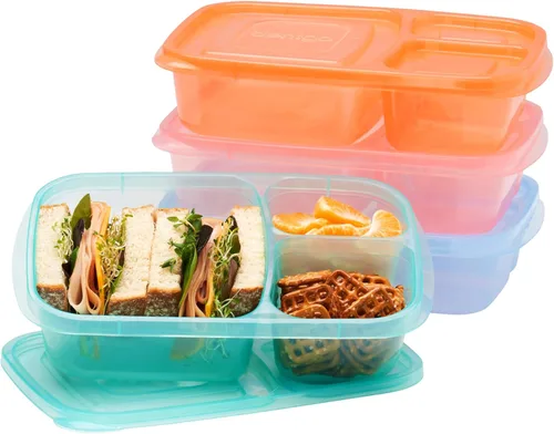 Miniatura 15 de Bentgo Easyboxes - Cajas de almuerzo apilables originales - Recipientes de comida reutilizables de 3 compartimentos para niños y adultos - Caja