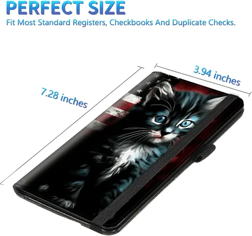 Miniatura 129 de Funda para chequera para hombres y mujeres, cartera de cuero RFID con ranuras para tarjetas de crédito, soporte de cheques duplicados personales