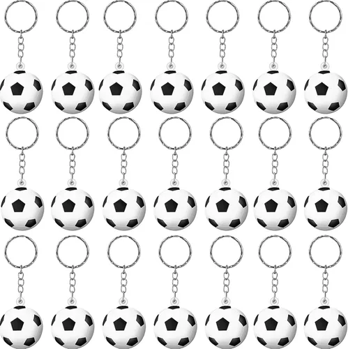 Blulu Paquete de 30 llaveros de fútbol, pelota de estrés de rugby, pelota deportiva, para niños, escuela, carnaval, recompensa, bolsas de fiesta de