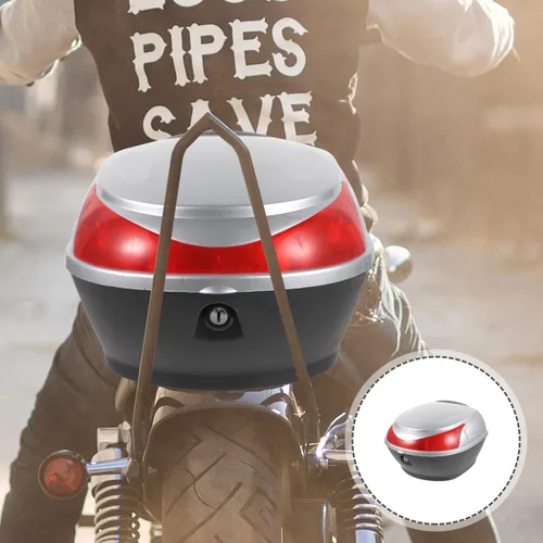 Miniatura 4 de Maletero de motocicleta de 11.81 x 11.02 x 8.26 pulgadas, caja trasera de gran capacidad, con bloqueo de seguridad, almacenamiento trasero