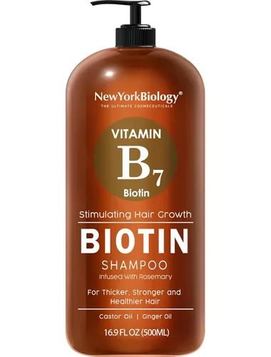 New York Biology Biotin Shampoo para crecimiento y adelgazamiento del cabello, fórmula espesante para tratamiento de pérdidas, para hombres y