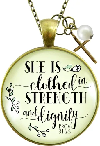 Miniatura 36 de Gutsy Goodness Collar inspirado en la mujer de la fe, colgante hecho a mano con mensaje de esperanza