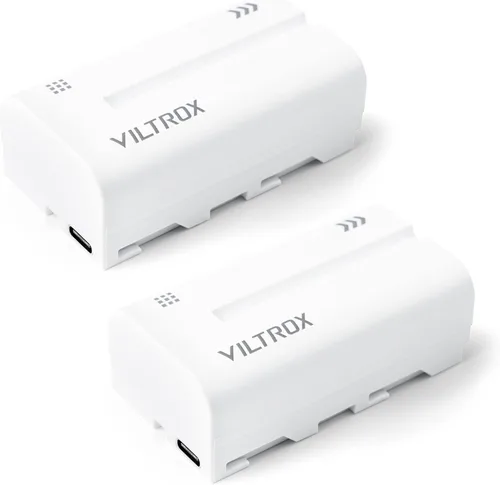 Miniatura 4 de VILTROX Paquete de 2 baterías recargables de iones de litio con puerto USB-C de 2200 mAh NP-F550 para luz de videoconferencia VILTROX 116T 200T