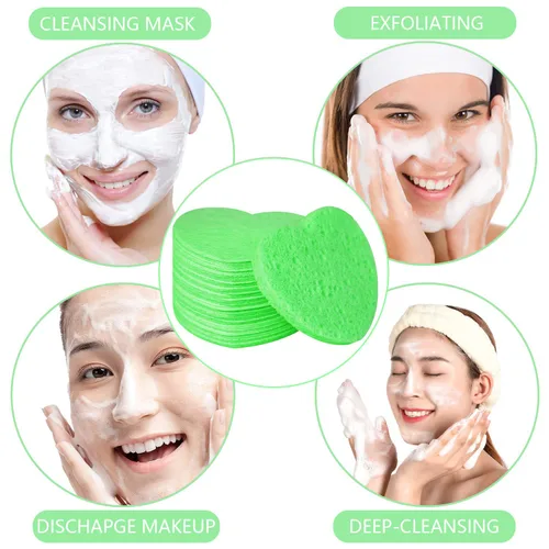 Miniatura 7 de 50 esponjas faciales comprimidas, esponja facial de celulosa 100% natural, esponjas cosméticas profesionales de spa para limpieza facial, mascarilla