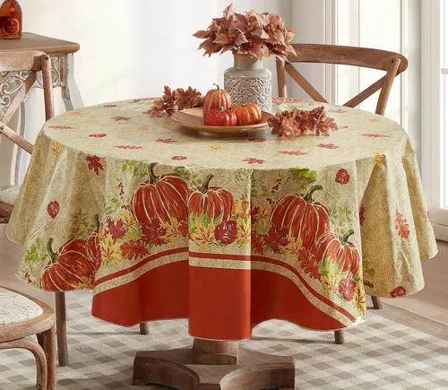 Newbridge Mantel de vinilo de franela con estampado de calabaza de cachemira, diseño de calabaza y hojas de otoño, mantel de vinilo de fácil cuidado