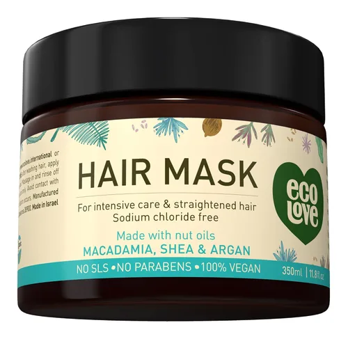Miniatura 9 de ecoLove Mascarilla capilar para cabello seco, dañado y rizado, tratamiento acondicionador profundo con extracto de zanahoria y calabaza, sin SLS ni