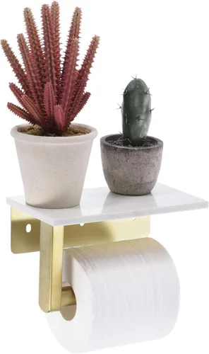 Miniatura 10 de uxcell Soporte de papel higiénico con estante de mármol, SUS304 de acero inoxidable montado en la pared, soporte para rollo de papel higiénico