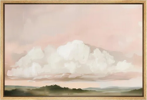 Miniatura 19 de SIGNFORD Lienzo enmarcado para pared, acuarela pastel, morado, luna, cielo, naturaleza, ilustraciones de área silvestre, arte moderno, vibrante