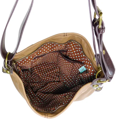 Miniatura 6 de CHALA Bolso de mano con encanto cruzado o hombro convertible grande color marrón