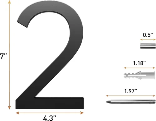 Miniatura 5 de Números de Casa Modernos para Exterior de 7 Pulgadas, Números de Calle, Números de Casa Grandes de Metal Negro, Números de Dirección para Casa