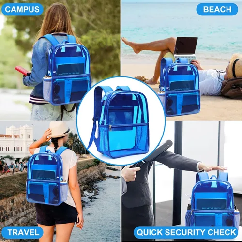 Miniatura 5 de REAWUL Mochila transparente resistente grande TPU mochilas transparentes, Azul, Moda
