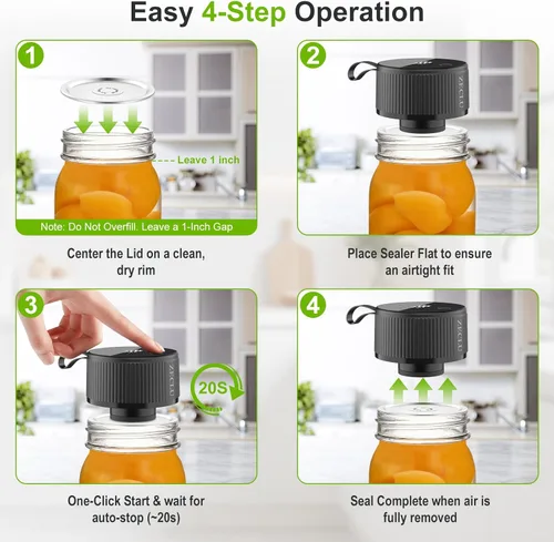 Miniatura 3 de Electric Mason Jar Vacuum Sealer Kit, Automatic Jar Sealer for Wide and Regular Mouth Mason Jars, Portable Cordless Vacuum Sealer for Canning and