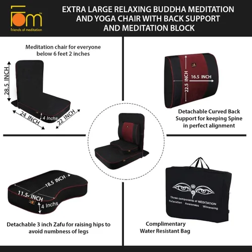 Miniatura 3 de Friends of Meditation Silla de meditación extra grande Silla de piso con soporte de respaldo Sillas de yoga para adultos Silla plegable Negro