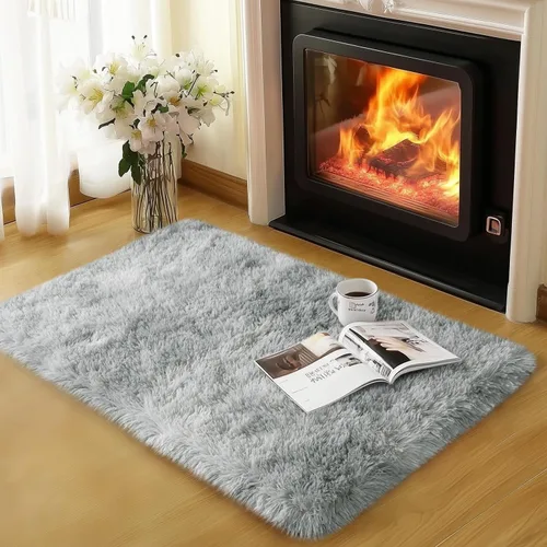 Miniatura 10 de qulint Alfombras de área de 5 x 7 pies para sala de estar, alfombra suave y esponjosa para dormitorio, alfombra de habitación de niños grandes, Gris