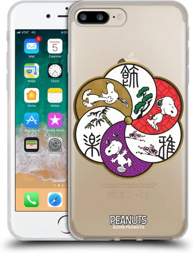 Carcasa de gel para iPhone 7 Plus/iPhone 8 Plus, diseño de Snoopy Oriental de Peanuts, Badges