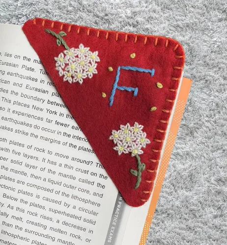 Miniatura 20 de Marcapáginas de esquina bordadas a mano personalizadas, Marcadores para mujeres, Marcador personalizado para los amantes de los libros, lindo Verde