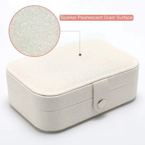Miniatura 2 de Joyero de viaje para mujeres y niñas, pequeño organizador de joyas para aretes, anillos, collares, pulseras, estuche de joyería de doble capa