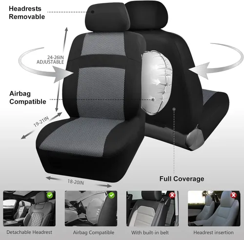 Miniatura 5 de CAR PASS Fundas de Asiento de Automóvil de Malla de Aire Solo para Asientos Delanteros, Fundas de Asiento Universales para Automóvil que se Ajustan