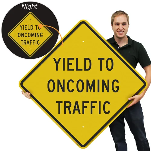 Miniatura 6 de SmartSign Letrero "Yield to Oncoming Traffic" Aluminio reflectante de grado diamante 3M de 18 x 18 pulgadas, fabricado en Estados Unidos Aluminio