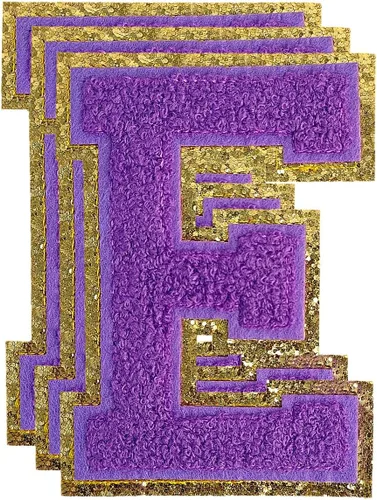Miniatura 116 de 3 parches de números de chenilla negra, tamaño grande de 4-1/2" parches de números para planchar, parches universitarios para ropa, 8" Borde oro rosa