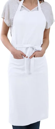 Miniatura 12 de Amazhiyu Delantal de cocina de lino puro con bolsillos para mujeres y hombres, cocinero, barbacoa, manualidades