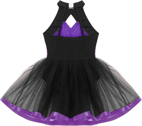 Miniatura 121 de CHICTRY Vestido tutú de ballet con lentejuelas brillantes para niñas y niñas, moderno disfraz de baile latino de jazz