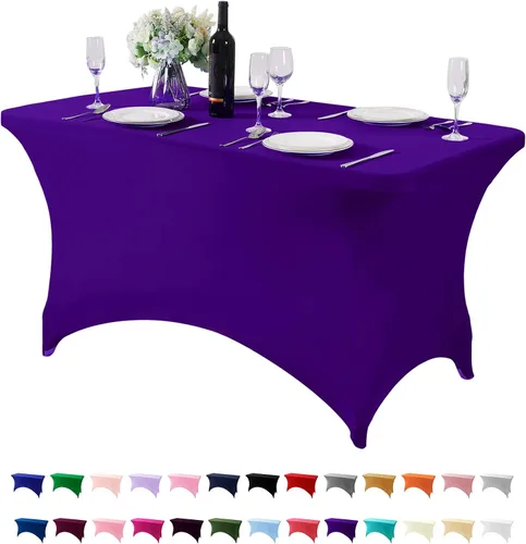 Miniatura 31 de Mantel de elastano para mesas de 4, 6 u 8 pies, mantel elástico universal ajustable para fiestas, banquetes, bodas y eventos - Verde manzana