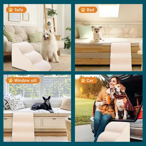 Miniatura 6 de Escaleras para perros para mascotas pequeñas, escaleras para perros para camas altas y sofá, escaleras de espuma de alta densidad de 16 pulgadas