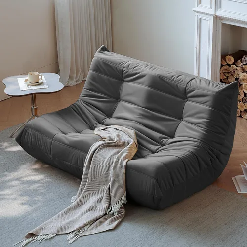 Miniatura 23 de Silla Puf, Silla Puf Loveseat junto a la Chimenea Sofá Puf para Adultos, Sillas Puf de 2 Plazas para Adolescentes con Espuma de Alta Resistencia
