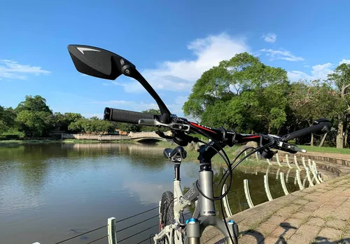Miniatura 6 de Nueva lente de vidrio resistente a los arañazos, espejo de bicicleta para manillar, espejo retrovisor seguro giratorio, espejo de bicicleta