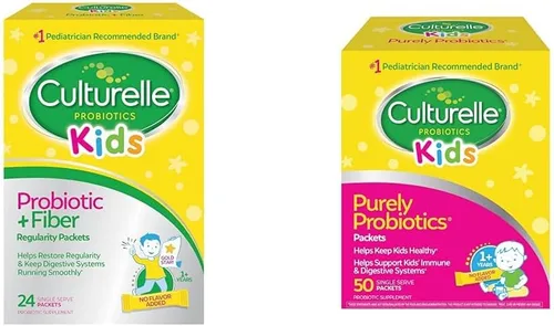 Culturelle Paquetes de probióticos + fibra para niños (mayores de 3 años), 24 unidades, salud digestiva y paquetes de probióticos puramente para