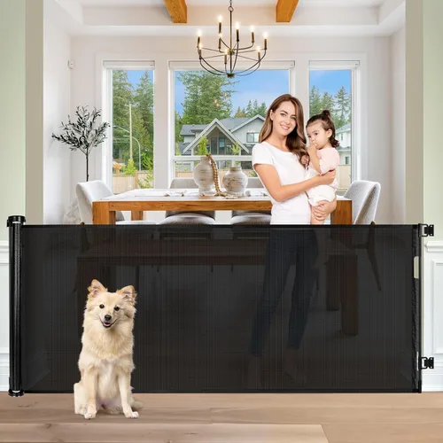 Miniatura 22 de Puerta de Bebé Retráctil Extra Ancha de 85 Pulgadas para Interiores, Puerta de Bebé Extra Larga para Exteriores, Puerta Extra Grande para Perros