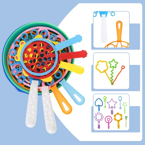 Miniatura 4 de Juego de varitas de burbujas, 28 piezas de varita de burbujas grande con bandeja, ideal para niños, regalos de fiesta de burbujas de verano al aire