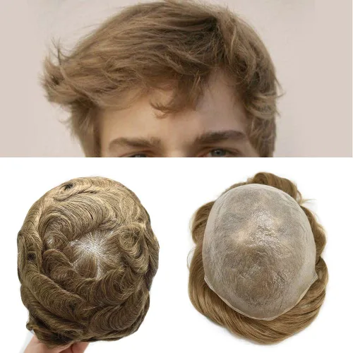Miniatura 15 de Toupee Hair for Men Hair Piece 0.002 in Ultra Thin Skin Mens Toupee Sistema de reemplazo de cabello humano para hombres, prótesis capilar