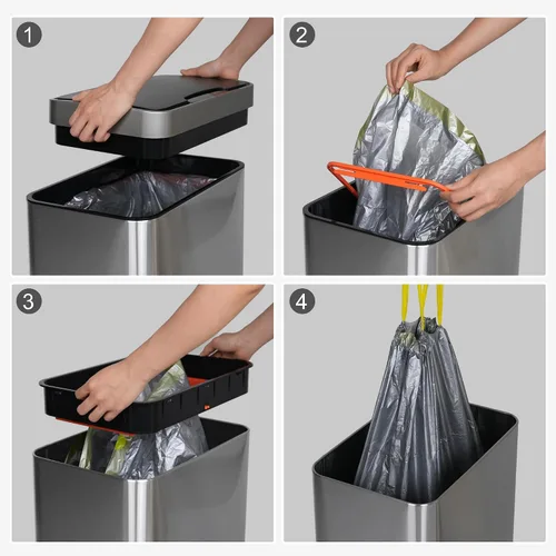 Miniatura 6 de Mbillion - Cubo de basura automático sin contacto de 15 galones con sensor de movimiento, cubos de basura inteligentes de acero inoxidable con tapa