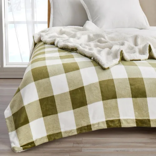 Great Bay Home Manta de forro polar Sherpa y terciopelo tamaño King, manta gruesa para silla, sofá o cama. Manta cálida, reversible y suave.