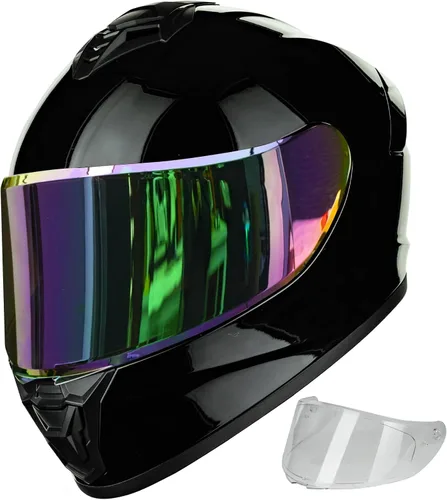 Cascos de motocicleta para adultos, hombres y mujeres, casco ligero de cara completa para bicicleta de calle, carreras, DOT con visera extra