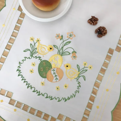 Miniatura 4 de Mantel bordado para decoración de encaje a prueba de polvo, sin arrugas, lavable, floral, rectangular, para cocina, comedor, vacaciones, cumpleaños