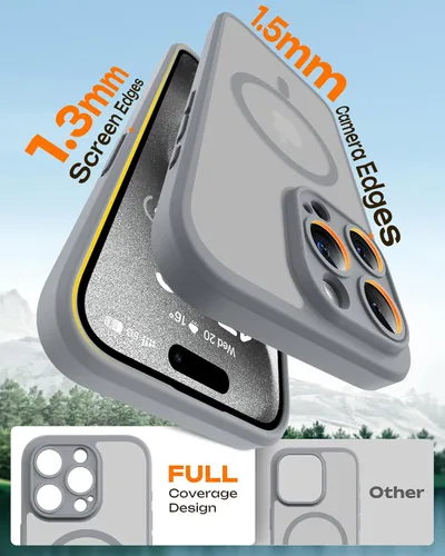 Miniatura 6 de TOCOL Funda magnética 3 en 1 para iPhone 15 Pro Max, mejorada [protección completa de la cámara] con 2 protectores de pantalla, compatible con Gris