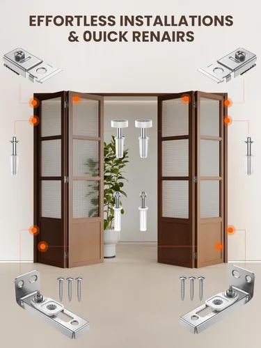 Miniatura 3 de Kit de Reparación de Herrajes para Puerta Plegable - 1 Paquete Kit de Herrajes para Puerta de Granero de Armario Bi-fold para Riel de 7/8" a 1