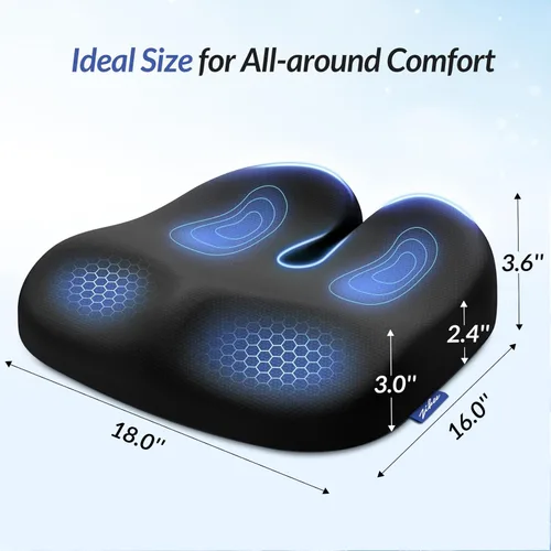 Miniatura 8 de ZIKEE - Cojín de asiento ergonómico con pendiente para muslos para largas sesiones de sentado, cojín de espuma viscoelástica para silla de oficina