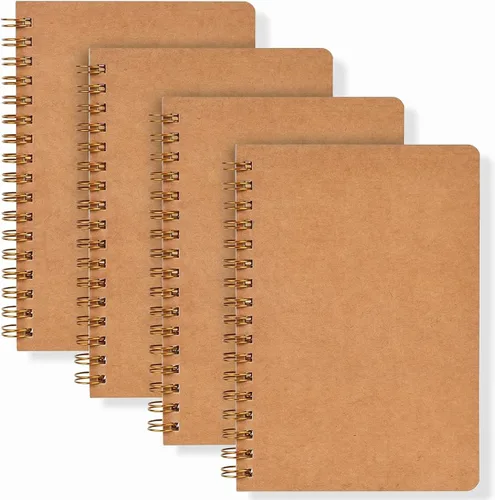 Miniatura 7 de Koogel 4 cuadernos pequeños en espiral, de 4.5 x 5.7 pulgadas, minilíneas de bolsillo con rayas universitarias, cuadernos de tapa dura, cuadernos
