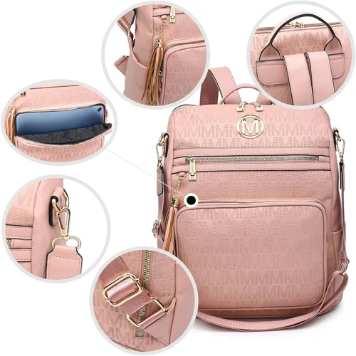 Miniatura 70 de MKP COLLECTION Mochila de moda para mujer, bolsa convertible grande para mujer, mochila de viaje, bolsa de hombro, juego de 2 piezas con borla, Beige