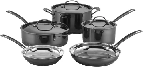 Cuisinart Juego de utensilios de cocina de acero inoxidable Mica Shine de 8 piezas Negro