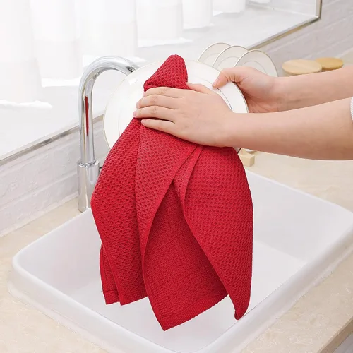 Miniatura 391 de Homaxy Trapos de cocina de 100% algodón, tejido de punto gofre, ultrasuaves, absorbentes y de secado rápido, 12 x 12 pulgadas, paquete de 6, blanco
